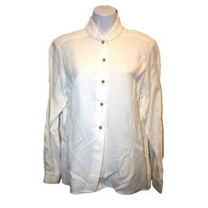 Pine & Co. Womens Size 6 Gold Button Front Blouse White Quilted Collar